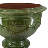 Óriás méretű, tradiconális mázas, zöld színű, anduze kerámia kaspótál